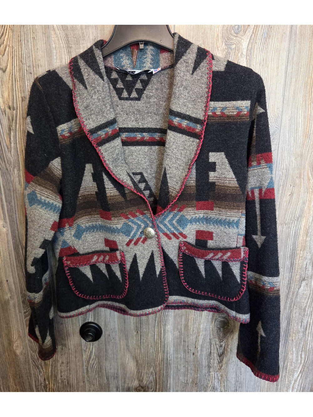Vintage 90's Rhonda Stark Jacket Large? Aztec Southwestern Western Bolero Retro - Picture 1 of 8